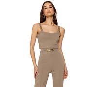 Trendyol FeMan Slim fit Basic Square Collar Knit Blouse,Mink,L