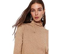 Trendyol FeMan Slim fit Basic Standing Collar Knitwear Sweater,Beige,M