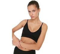 Trendyol Women's Sportswear Crop Scoop Neck Knit Sports Bra, Black, M
