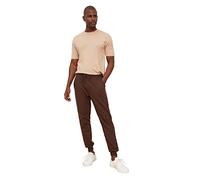 Trendyol Man Basic Normal Waist Elastic Cuff Jogger Tracksuit Bottoms Brown