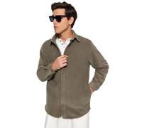 Trendyol Man Basic Woven Shirt,Khaki,L