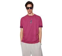 Trendyol Man Oversize Basic Crew neck Knit T-Shirt,Burgundy,M