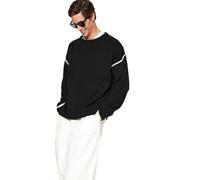 Trendyol Man Oversize Basic Crew Neck Knitwear Sweater Schwarz