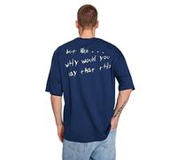 Trendyol Man Oversize Basic Crew Neck Woven T-Shirt,Indigo,XS