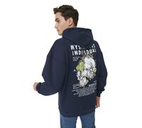 Trendyol Man Oversize Basic Hood Knitted Sweatshirt Dark Blue