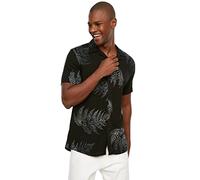 Trendyol Man Regular Basic Shirt Collar Woven Shirt Schwarz