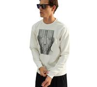 Trendyol Man Regular fit Basic Crew neck Woven Sweatshirt Ecru