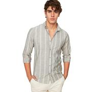 Trendyol Man Slim fit Basic Button Placket Woven Shirts Khaki
