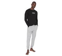 Trendyol Man With Slogan Knit T-shirt-Trousers Pajama Set Black
