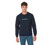 Trendyol Men's Crew Neck With Slogan Regular Sweatshirt, Navy Blue, L UK