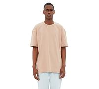 TRENDYOL Men's Male Basic 100% Cotton Relaxed Fit Bike Collar Short Sleeve T-Shirt, Stone, S