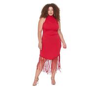 Trendyol Red Tassel Detailed Knitted Dress TBBSS22AH00046
