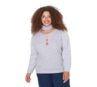Trendyol Women's High Neck Plain Relaxed Plus Size Sweater Sweatshirt, Lila, 4XL
