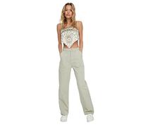 Trendyol Woman Basics High Waist Straight Leg 90's Wide Leg Jeans Stone