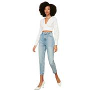 Trendyol Woman Basics High Waist Straight Leg Mom Jeans Light Blue
