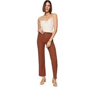 Trendyol Woman Basics High Waist Straight Leg Straight Pants Brown