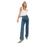 Trendyol Woman Basics High Waist Wide Leg Wide Leg Jeans Dark Blue