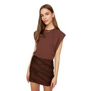 Trendyol Woman Basics Regular fit Basic Crew Neck Knit T-Shirts Brown