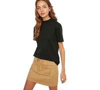 Trendyol Woman Basics Regular fit Basic High Neck Knit T-Shirt Schwarz