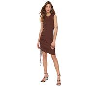 Trendyol Woman Bodycon Slim fit Woven Dress,Brown,S