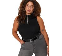Trendyol Woman Fitted Bodycon Standing Collar Knitwear Plus Size Blouse,Black,2XL