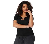 Trendyol Woman Fitted Bodycon V Neck Knitwear Plus Size Blouse,Black,4XL