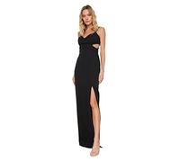 Trendyol Women's Woman Glam Midi Shift Regular fit Woven Evening Dress, Black, 40
