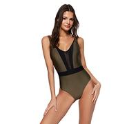 Trendyol Woman Plain Knit Swimsuit,Khaki,34