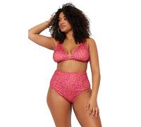 Trendyol Woman Plus Size High Waist Normal Trotter Plus Size Bikini Bottoms,Orange-Fuchsia,46