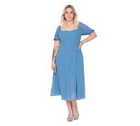 Trendyol Woman Plus Size Midi A-line Regular fit Woven Plus Size Dress,Blue,46