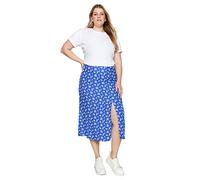 Trendyol Women's Woman Midi A-line Slit Woven Plus Size Skirt, Blue, 20