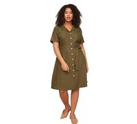 Trendyol Women's Woman Mini Shirt Relaxed fit Woven Plus Size Dress, Khaki, 16/Big