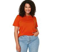 Trendyol Women Plus Size Relaxed fit Boyfriend Crew Neck Knitted Plus Size T-Shirt Red