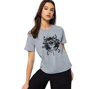 Trendyol Woman Regular fit Basic Crew Neck Knit T-Shirt Gray