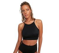 Trendyol Women's Woman Regular fit Bodycon Crew Neck Knit Bikini Top Swimwear, Black, 8