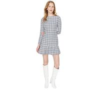 Trendyol Woman Regular Ruffle Hem Crew Neck Woven Dress, Blue, 38