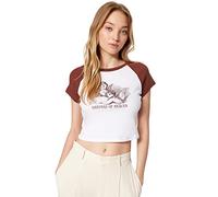 Trendyol Woman Slim fit Basic Crew Neck Knit T-Shirt,Brown,XL