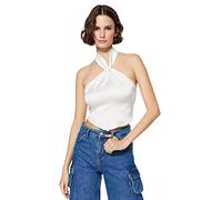 Trendyol Woman Slim fit Basic Halterneck Woven Blouse,Ecru,36