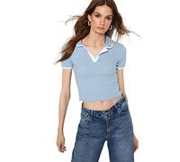 Trendyol Woman Slim fit Basic Polo Neck Knit Blouse Light Blue