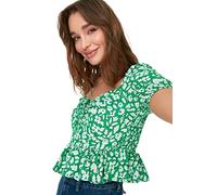 Trendyol Woman Slim fit Basic Sweetheart Woven Blouse,Green,34