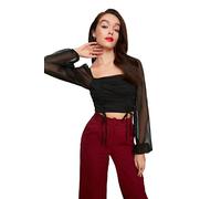 Trendyol Woman Slim fit Bodycon Square Collar Knit Blouse Black