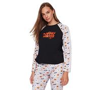 Trendyol Woman With Slogan Knit Pajama Set, Multi-Color, XS