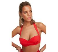 Trendyol Women Balconette Strapless Knit Bikini Top Red