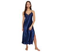 Trendyol Women Basic Fitted Woven Nightgown,Indigo,40