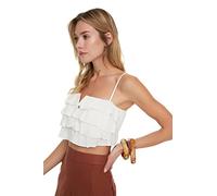 Trendyol Women Basic Regular Basic V Neck Woven Blouse White