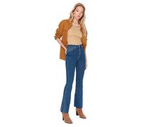 Trendyol Women Care High Waist Straight Leg Flare Jeans Dark Blue