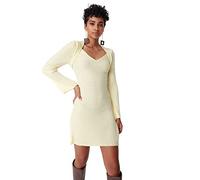 Trendyol Women Design Mini Bodycon Fitted Knitwear Dress Yellow