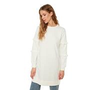 Trendyol Women Design Regular Basic Crew neck Woven Modest Tunics Ecru