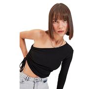 Trendyol Women Fitted Basic Asymmetrical Collar Knit Blouse Black