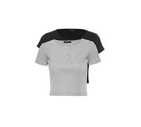 Trendyol Women Fitted Basic Crew Neck Knit Blouse Black-Grey